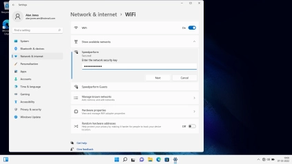 Key in the password for the Wi-Fi network and click Next.