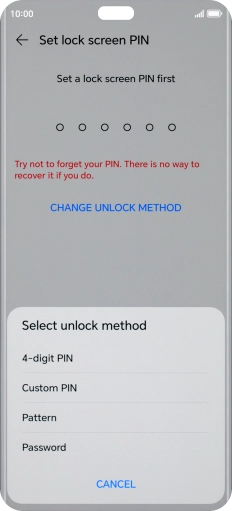 Press the required phone lock code and follow the instructions on the screen to create an additional phone lock code.
