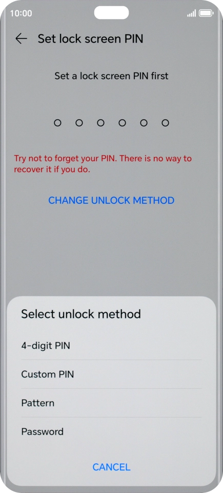 Press the required phone lock code and follow the instructions on the screen to create an additional phone lock code.