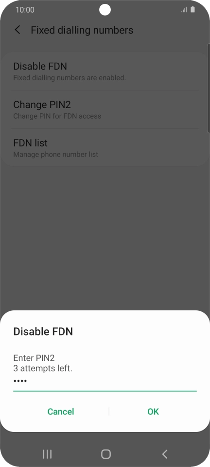 Key in your PIN2 and press OK. The default PIN2 is 0000.