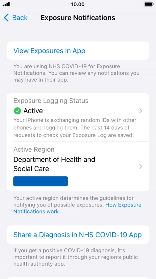 Press Exposure Logging Status.