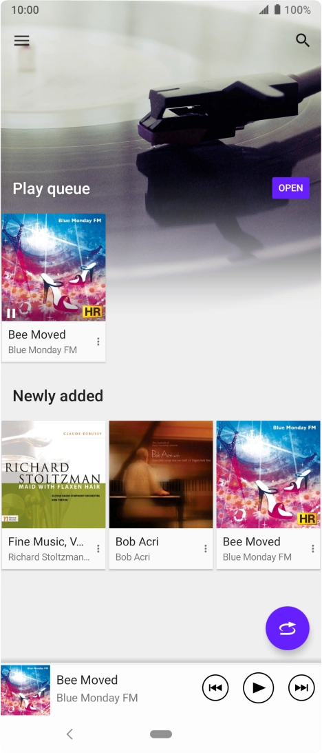 Slide your finger right starting from the left side of the screen.