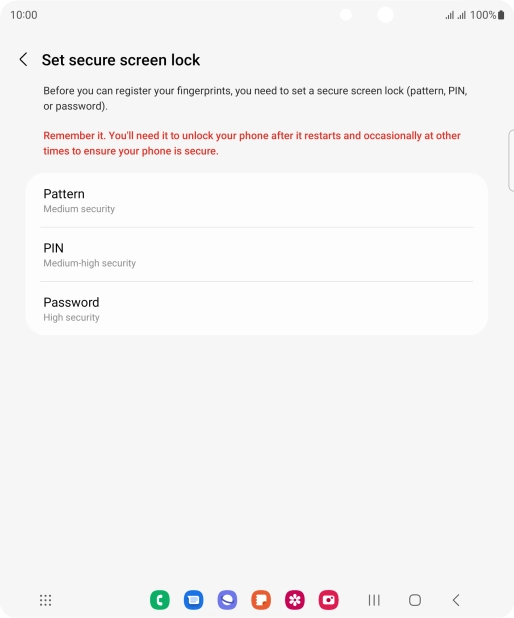 Press the required phone lock code and follow the instructions on the screen to create an additional phone lock code.