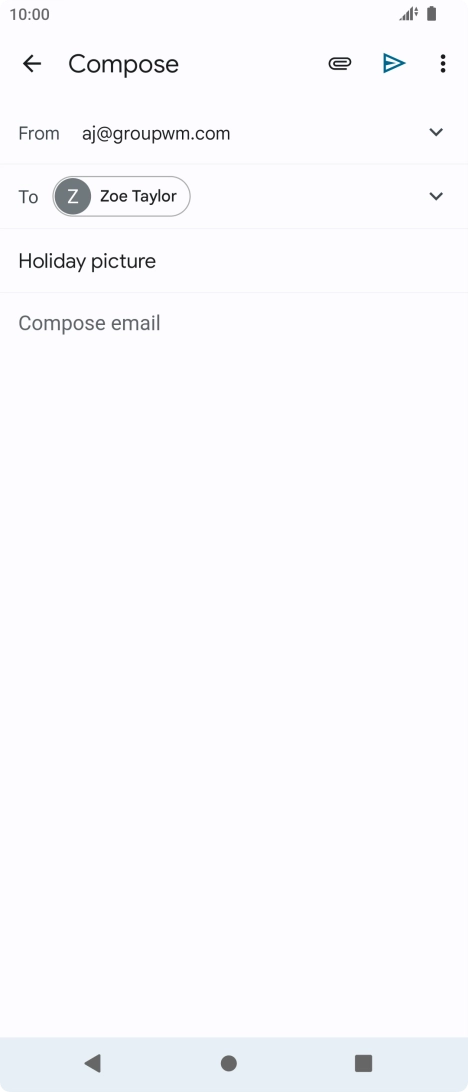 Press the text input field and write the text for your email.