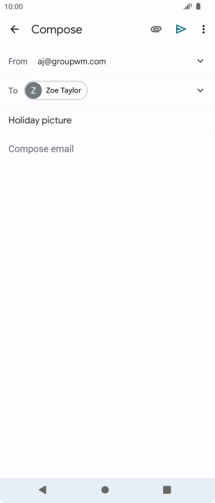 Press the text input field and write the text for your email.