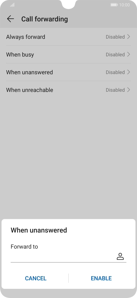 Key in +447953222222 and press ENABLE.