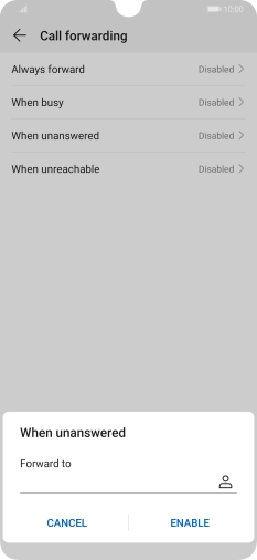 Key in +447953222222 and press ENABLE.