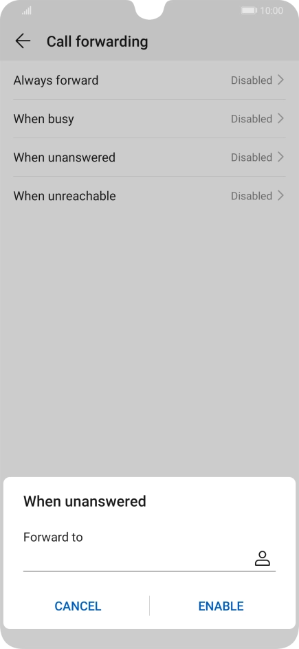 Key in +447953222222 and press ENABLE.