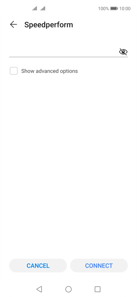 Key in the password for the Wi-Fi network and press CONNECT.