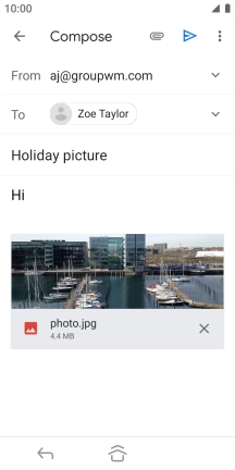 Press the send icon when you've finished your email.