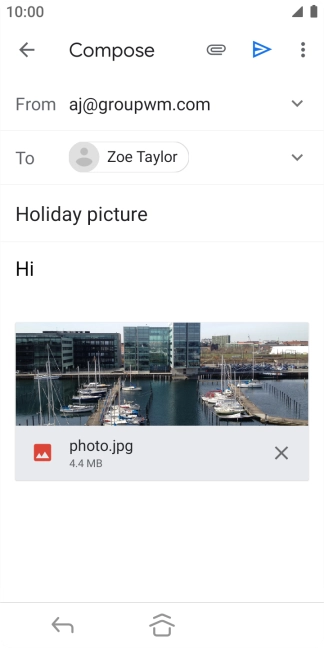 Press the send icon when you've finished your email.