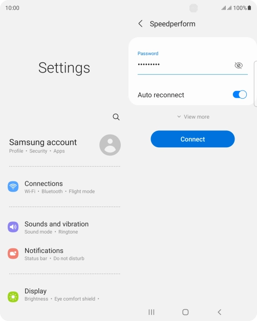 Key in the password for the Wi-Fi network and press Connect.
