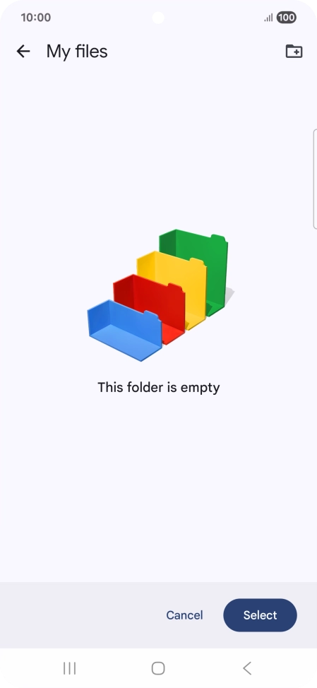To create a new folder, press the new folder icon and follow the instructions on the screen to create a new folder.