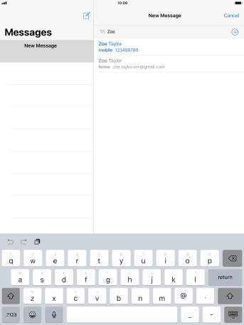 Press the required contact.