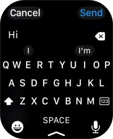 Press the microphone icon and record the message.
