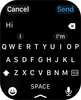 Press the microphone icon and record the message.