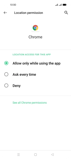 Press the required setting.