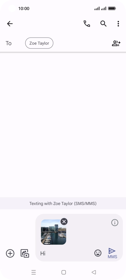 Press the send icon when you've finished your MMS.