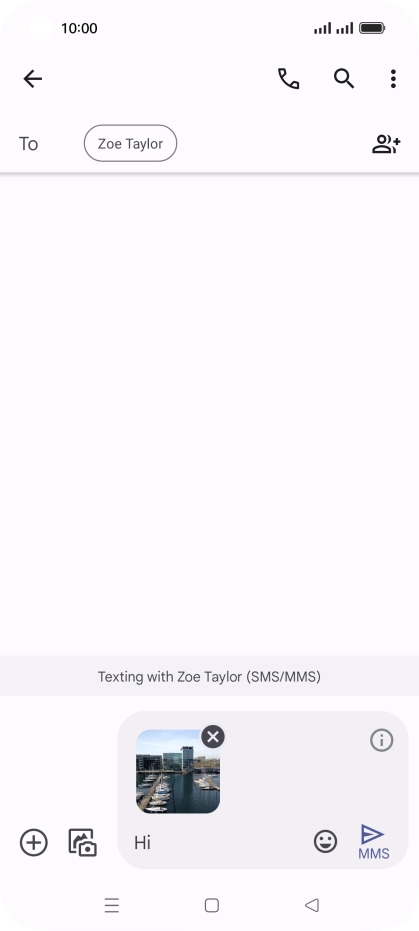 Press the send icon when you've finished your MMS.
