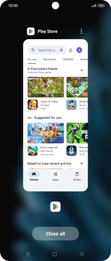 To end one running application, slide your finger upwards on the required application.