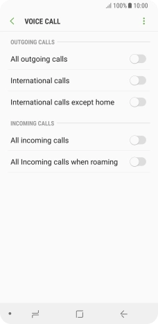 Press the indicator next to the required barring type.