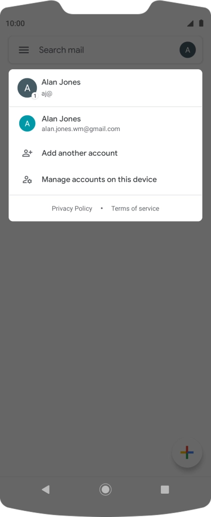 Press the required email account.