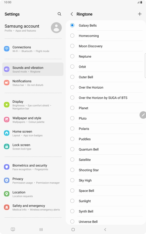 Press the add ring tone icon.