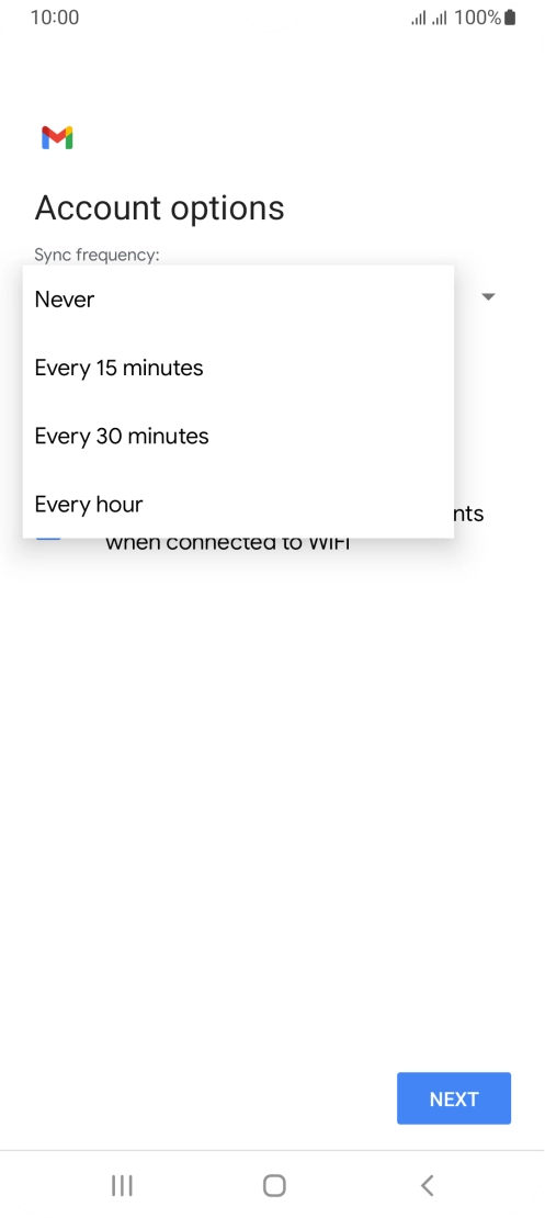 Press the required setting.