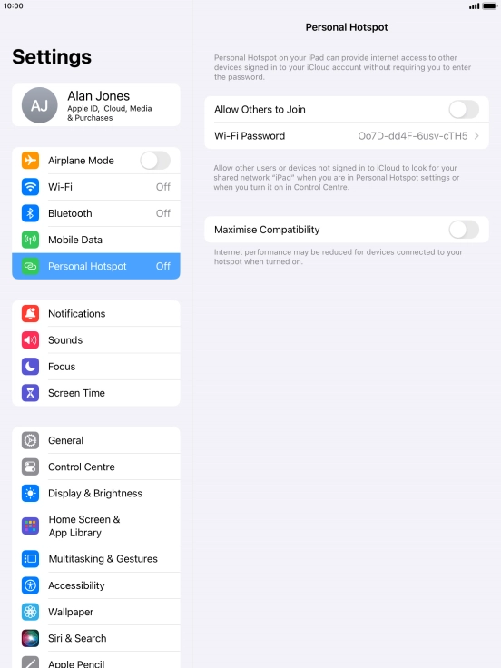 Press Wi-Fi Password and key in the required password.
