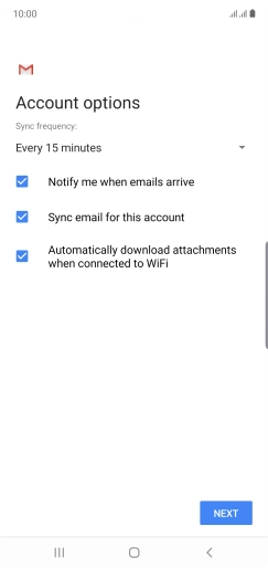 If this screen is displayed, you email account has been recognised and set up automatically. Follow the instructions on the screen to key in more information and finish setting up your phone.