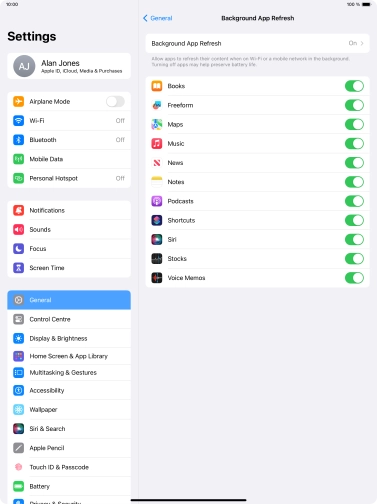 Press Background App Refresh.