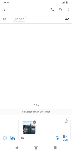 Press the send icon when you've finished your MMS.