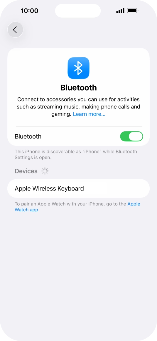 Press the required Bluetooth device and follow the instructions on the screen to pair the device with your phone.
