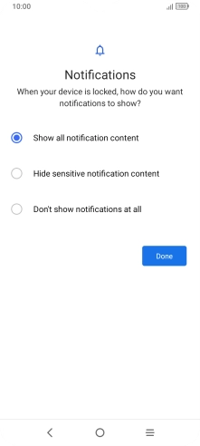 Press the required setting.