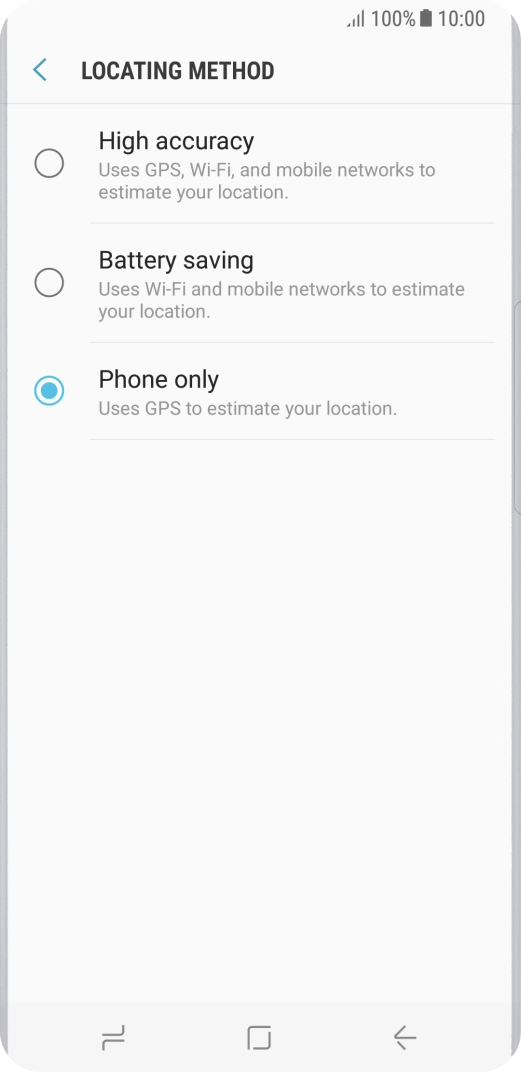 If you select High accuracy, your phone can find your exact position using the GPS satellites, the mobile network and nearby Wi-Fi networks. Satellite-based GPS requires a clear view of the sky.