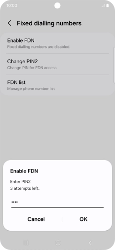 Key in your PIN2 and press OK. The default PIN2 is 0000.