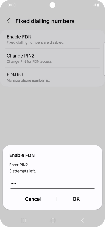 Key in your PIN2 and press OK. The default PIN2 is 0000.
