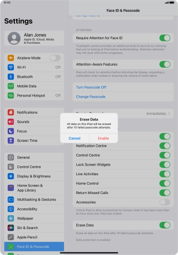 If you turn on the function, press Enable.