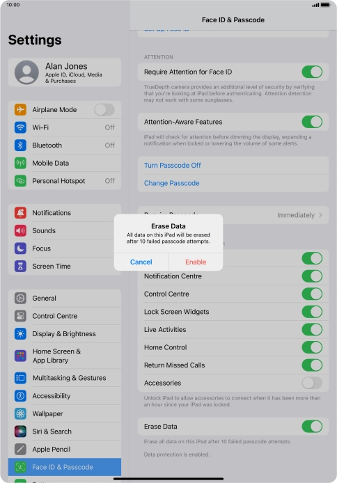 If you turn on the function, press Enable.
