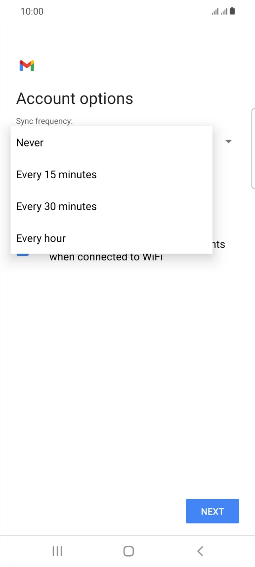 Press the required setting.