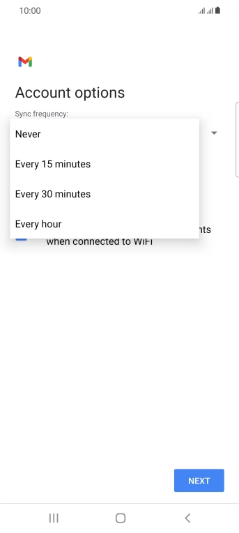 Press the required setting.