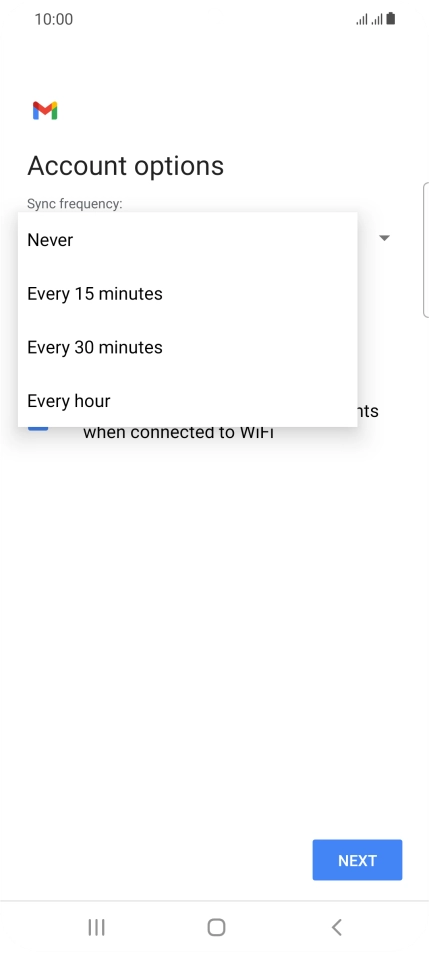 Press the required setting.