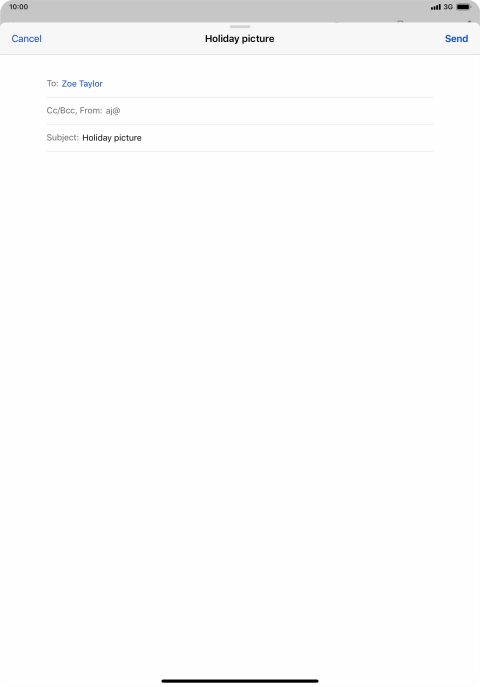 Press the text input field and write the text for your email.