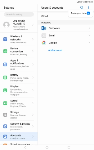 Press Auto-sync data to turn the function on or off.