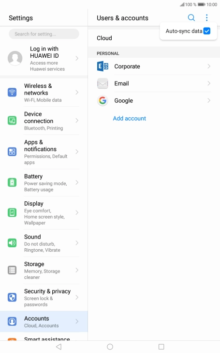 Press Auto-sync data to turn the function on or off.