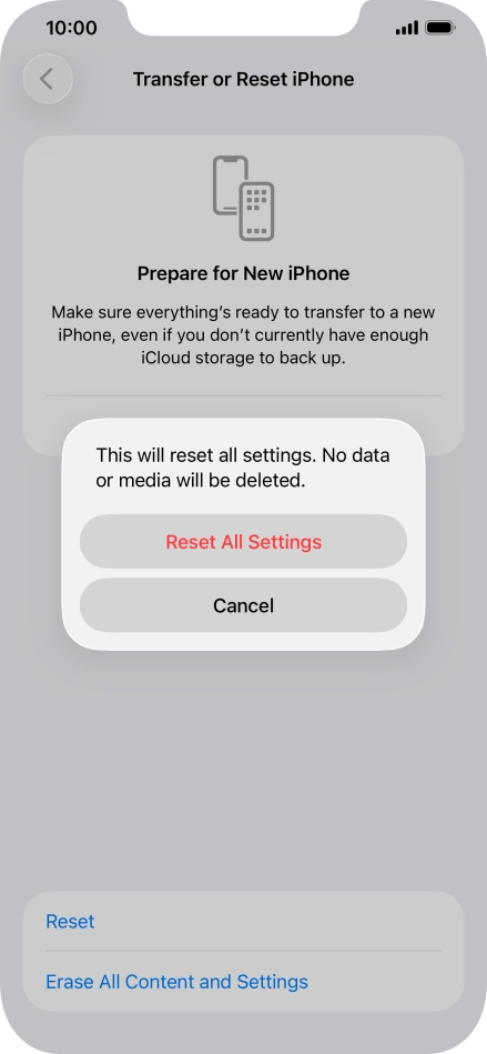 Press Reset All Settings.