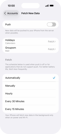 If you turn off the function, press the required setting.