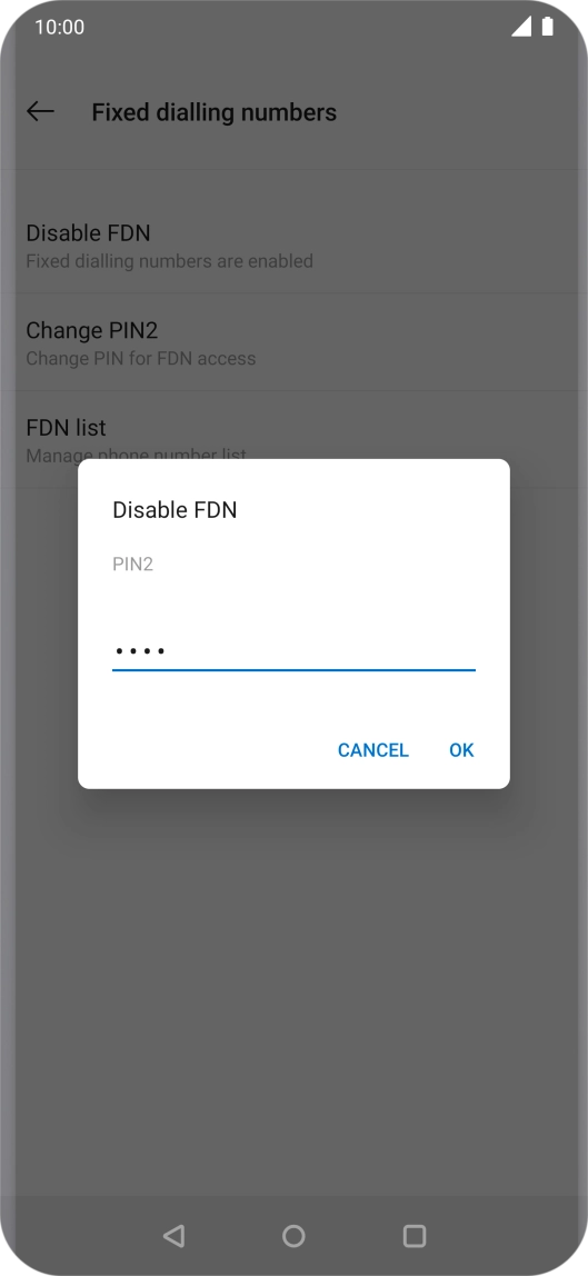 Key in your PIN2 and press OK. The default PIN2 is 0000.