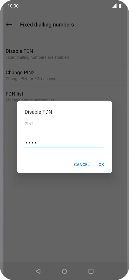 Key in your PIN2 and press OK. The default PIN2 is 0000.