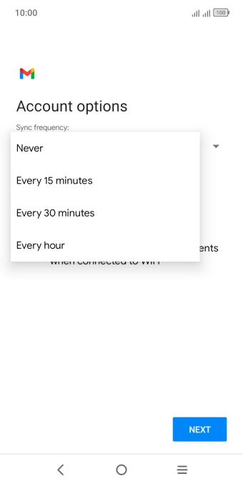 Press the required setting.